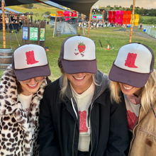 Load image into Gallery viewer, Strawberry Cowgirl Trucker Hat