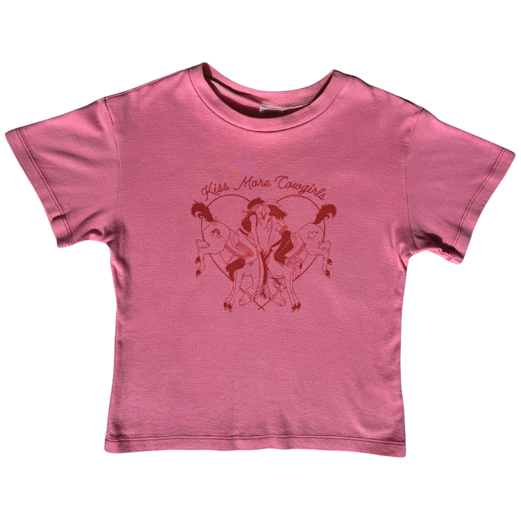 Kiss More Cowgirls Pink Baby Tee